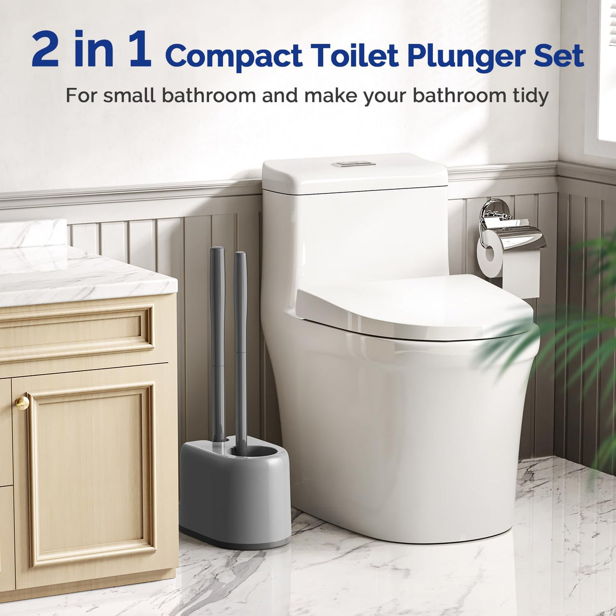 HAMITOR compact two-in-one design hides behind the toilet for small spaces.