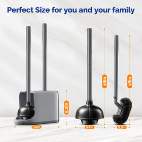 HAMITOR wall-mount base keeps plunger and brush ready and accessible.
