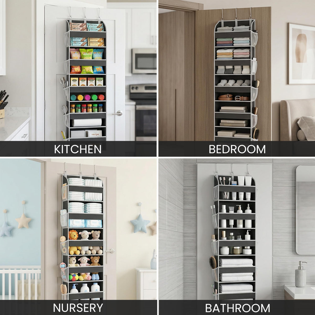 Hamna Collections no-drill setup demonstrates tool-free installation on standard doors
