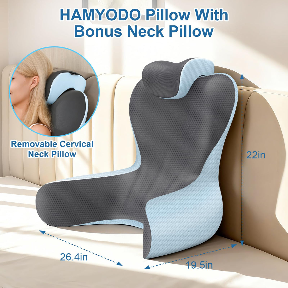 HAMYODO versatile design for bed, couch, or floor use during reading or watching