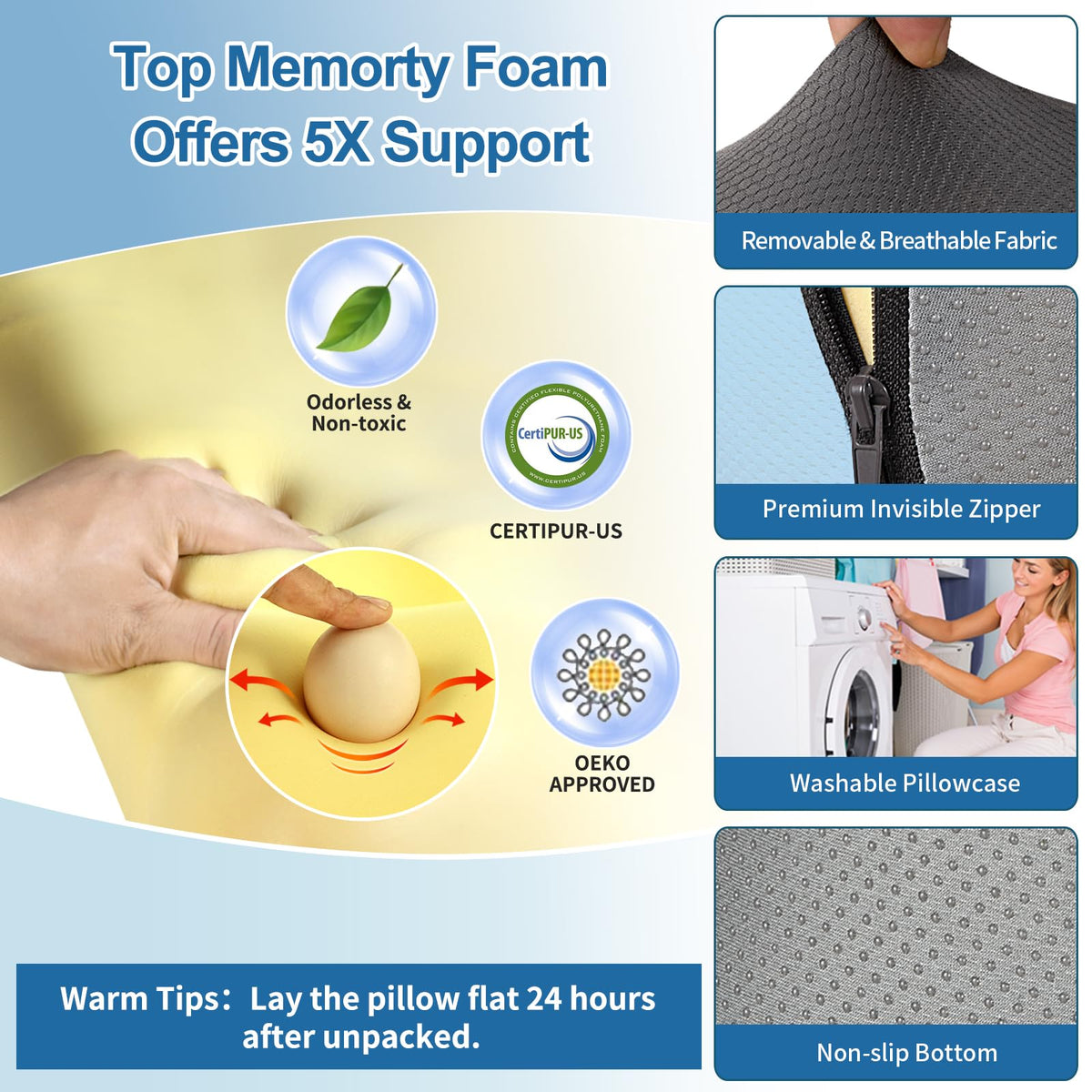 HAMYODO memory foam expands in 24-48 hours after unpacking for optimal comfort