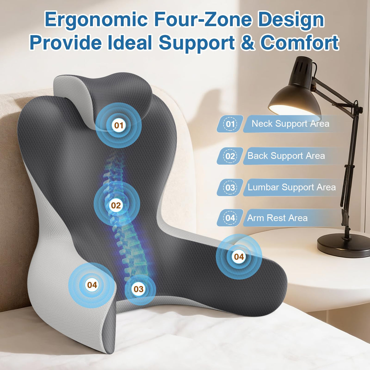 HAMYODO ergonomic backrest supports natural spine alignment during extended sitting.