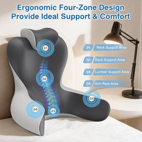 HAMYODO ergonomic backrest supports natural spine alignment during extended sitting.