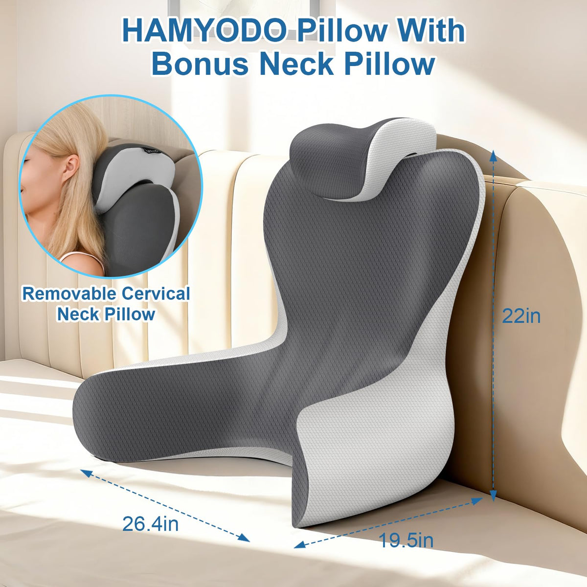 HAMYODO neck pillow removable lets you customize neck support quickly.