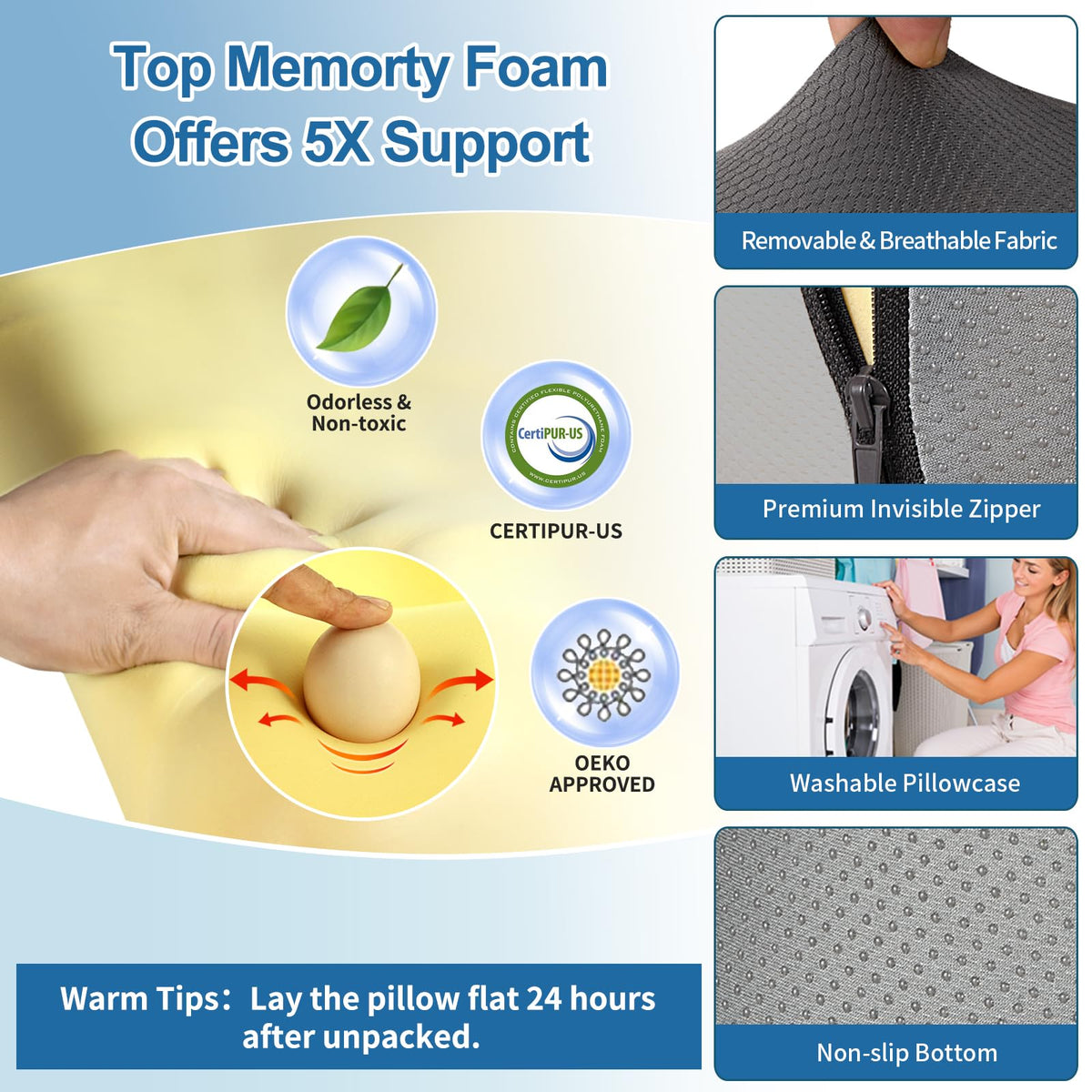 HAMYODO removable cover provides easy-clean cooling comfort and maintenance.