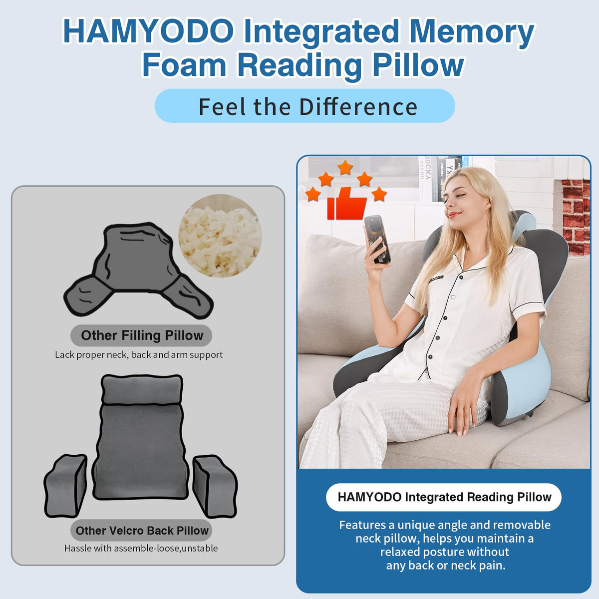 HAMYODO removable breathable cover keeps the bed pillow fresh and clean