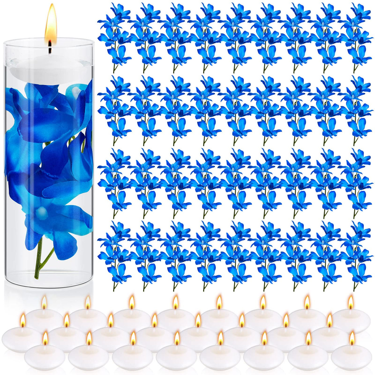 Hanaive blue orchid artificial flowers close-up for elegant centerpiece ideas.
