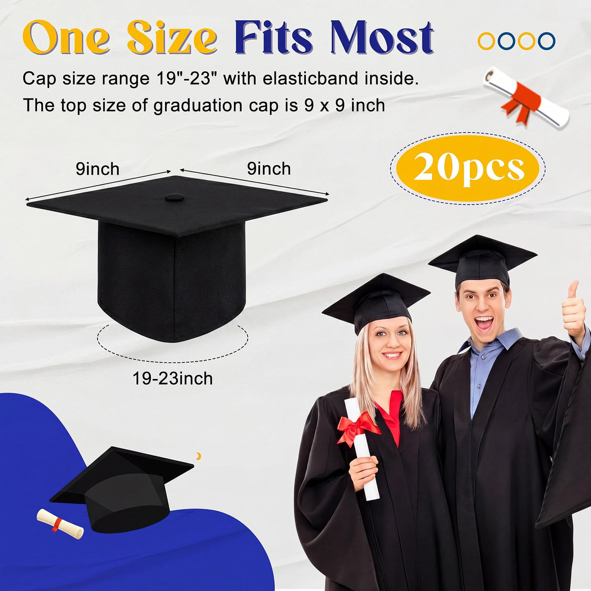 Hanaive graduation cap side view showing adjustable fit