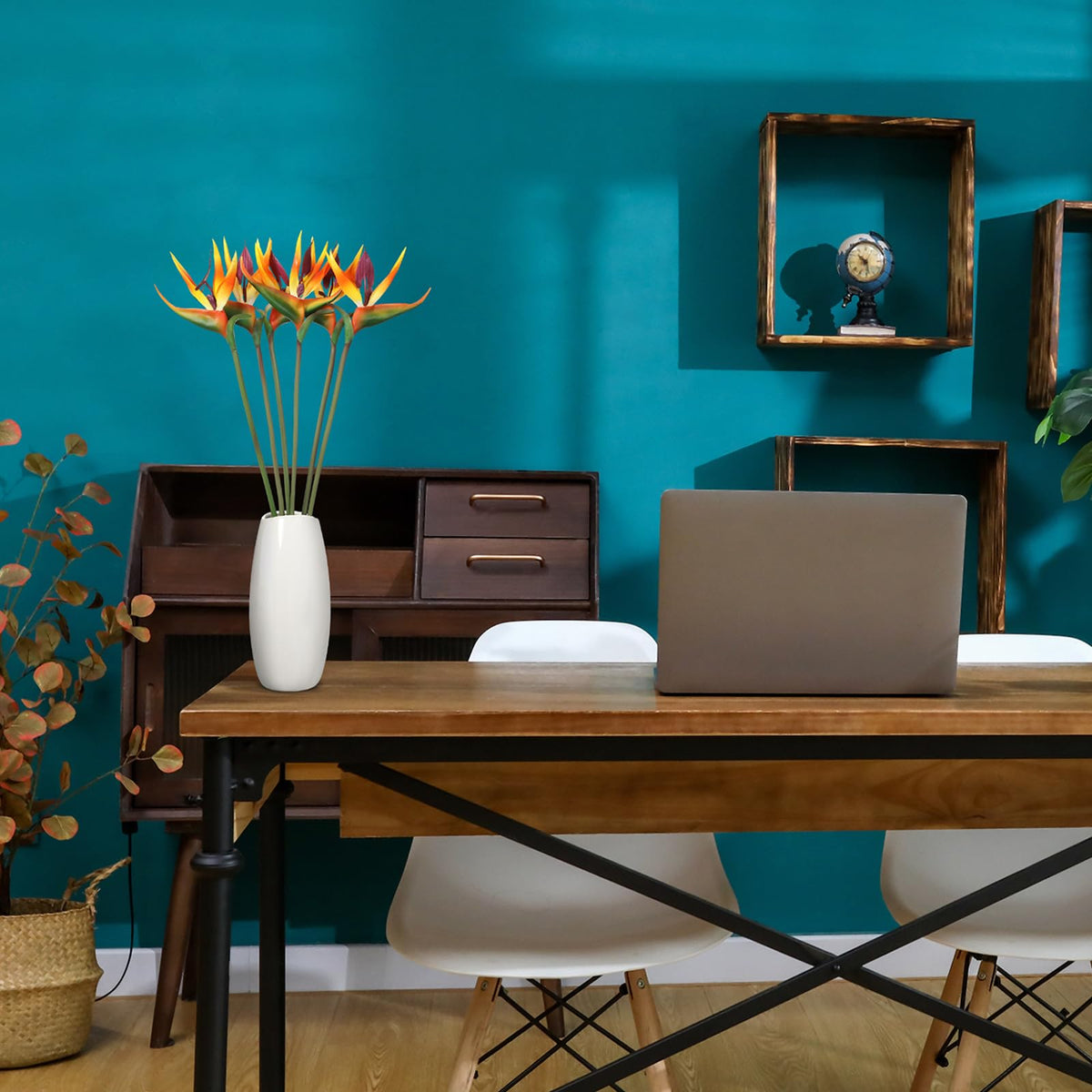 Hanaive office decor with Bird of Paradise, maintenance-free faux flowers for year-round charm.