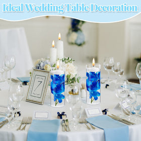 Hanaive outdoor party decor with blue orchids and floating candles adds charm.