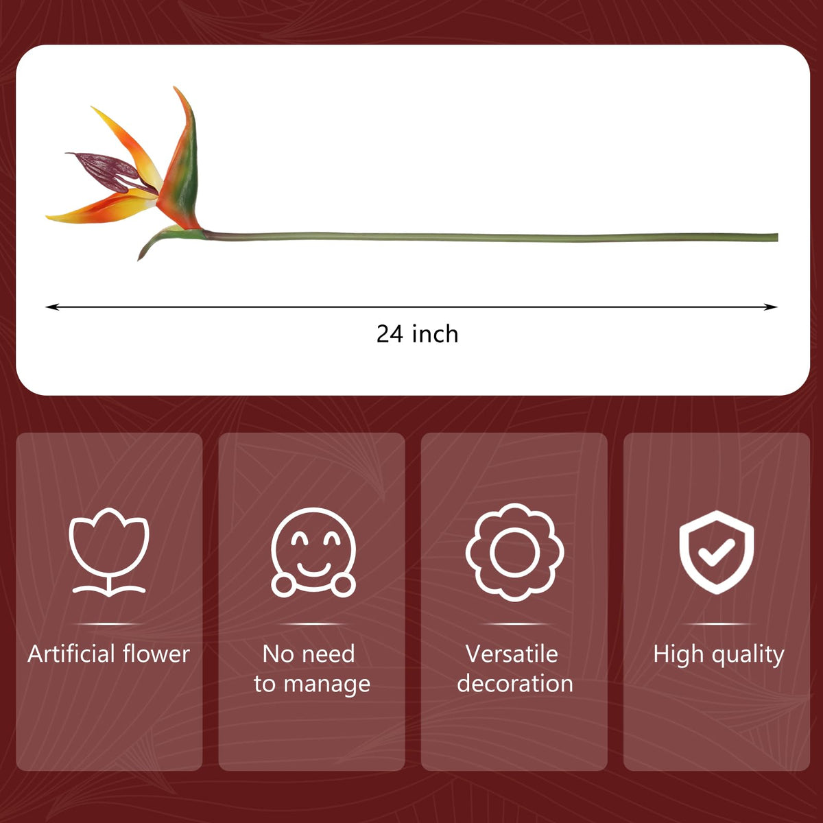 Hanaive silicone and iron Bird of Paradise branch, 24in, durable faux display.
