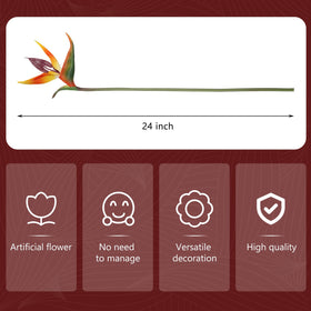 Hanaive silicone and iron Bird of Paradise branch, 24in, durable faux display.