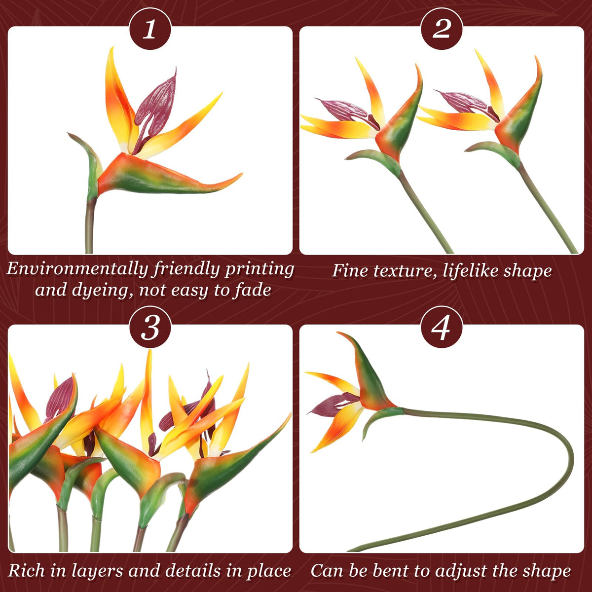Hanaive tropical yellow bouquet, 24in artificial birds of paradise, ideal for wedding decor.