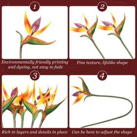Hanaive tropical yellow bouquet, 24in artificial birds of paradise, ideal for wedding decor.