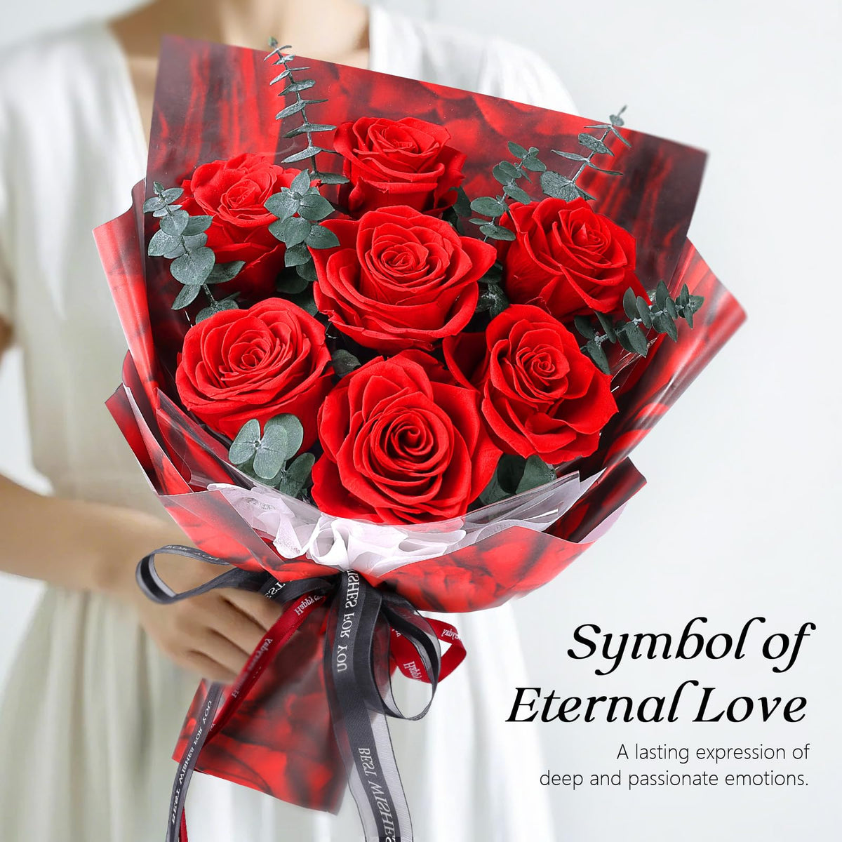 Hanameguri forever flowers bouquet with built-in vase for instant display
