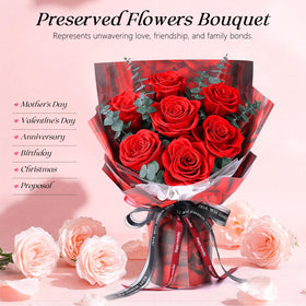 Hanameguri red roses in white vase offering lasting decor elegance