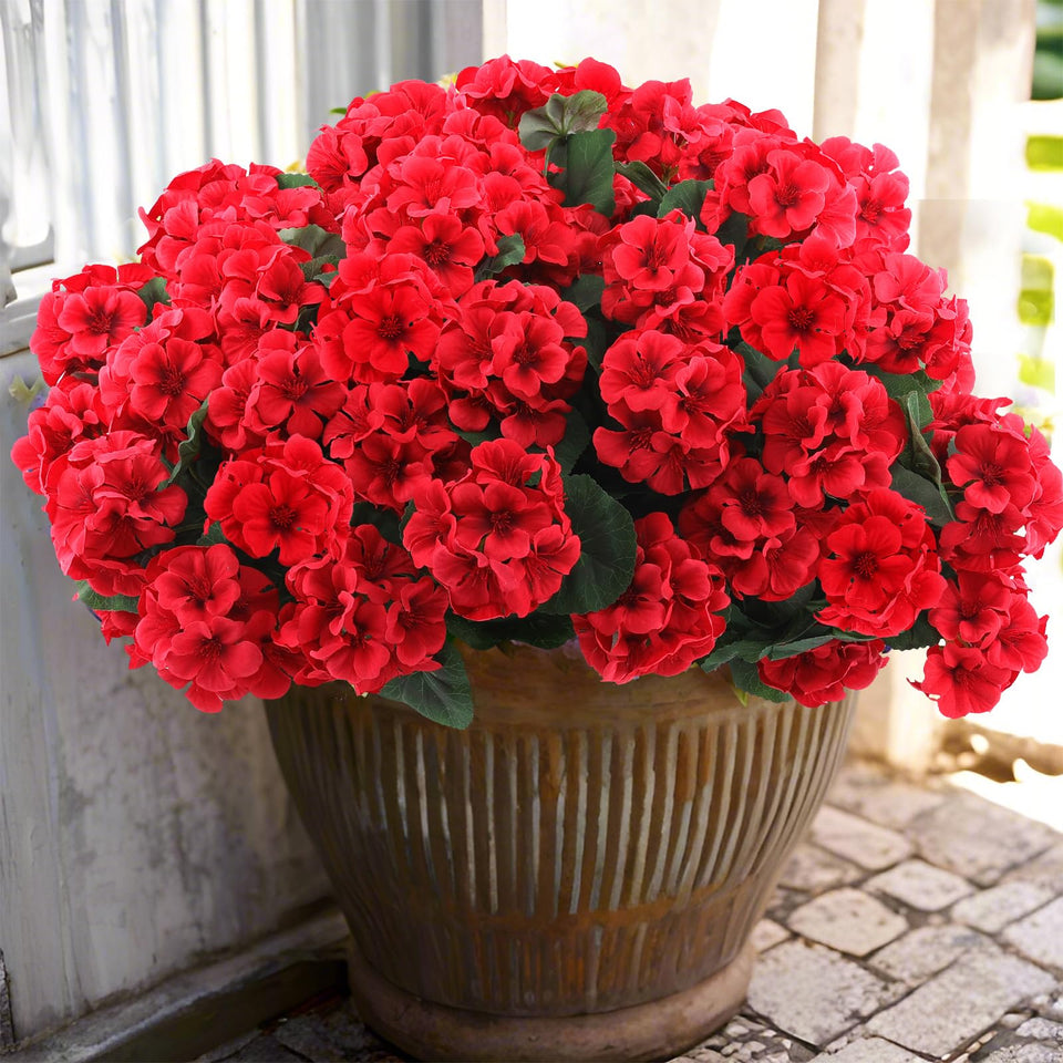 Hananona 24-piece outdoor geraniums, vibrant arrangement for durable garden decor.