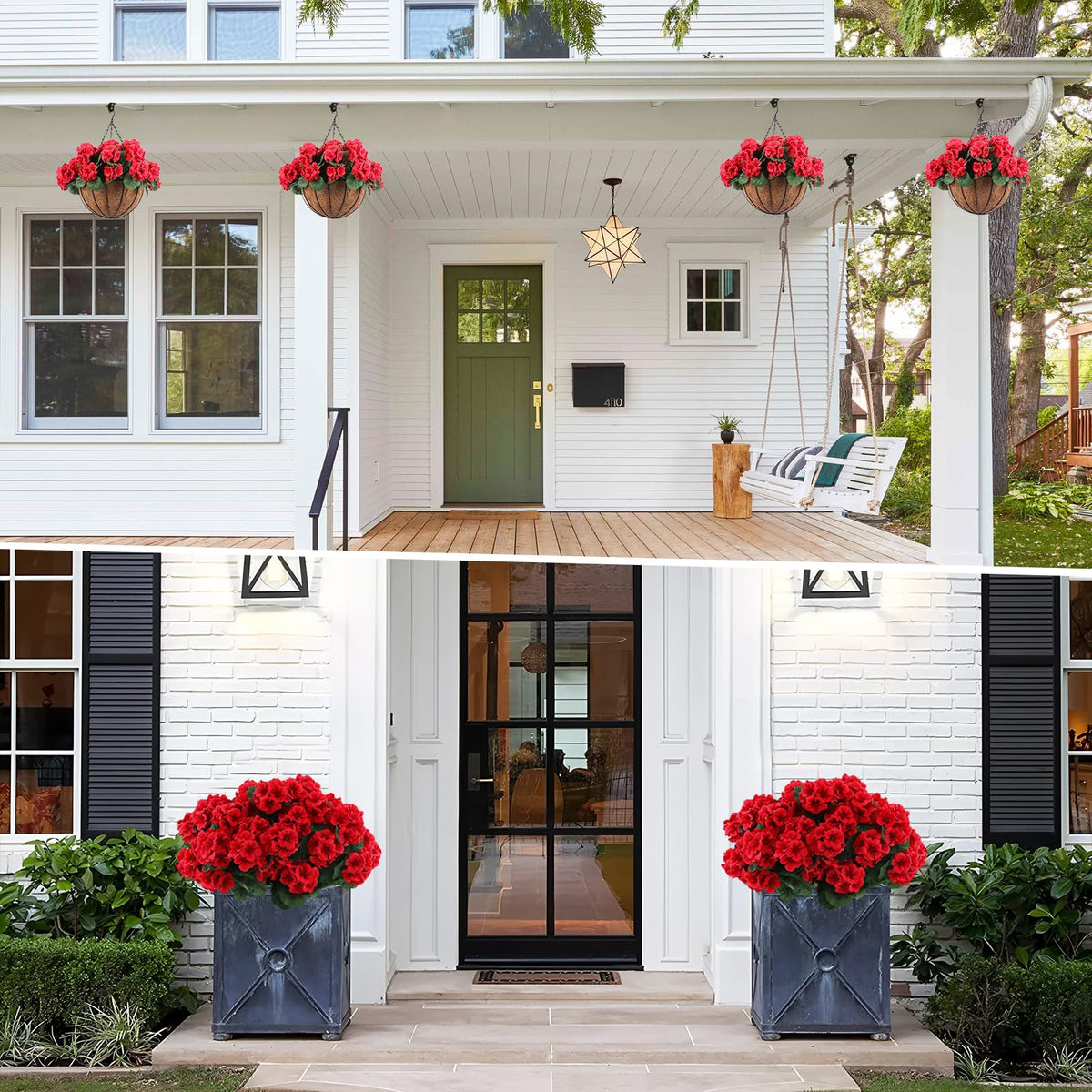 Hananona easy-maintenance artificial geraniums for quick setup.