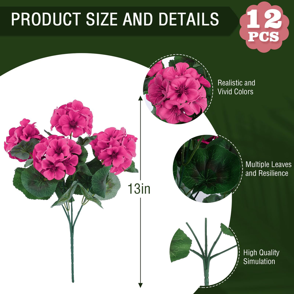 Hananona six bundles of rose red geraniums for full, lush decor.