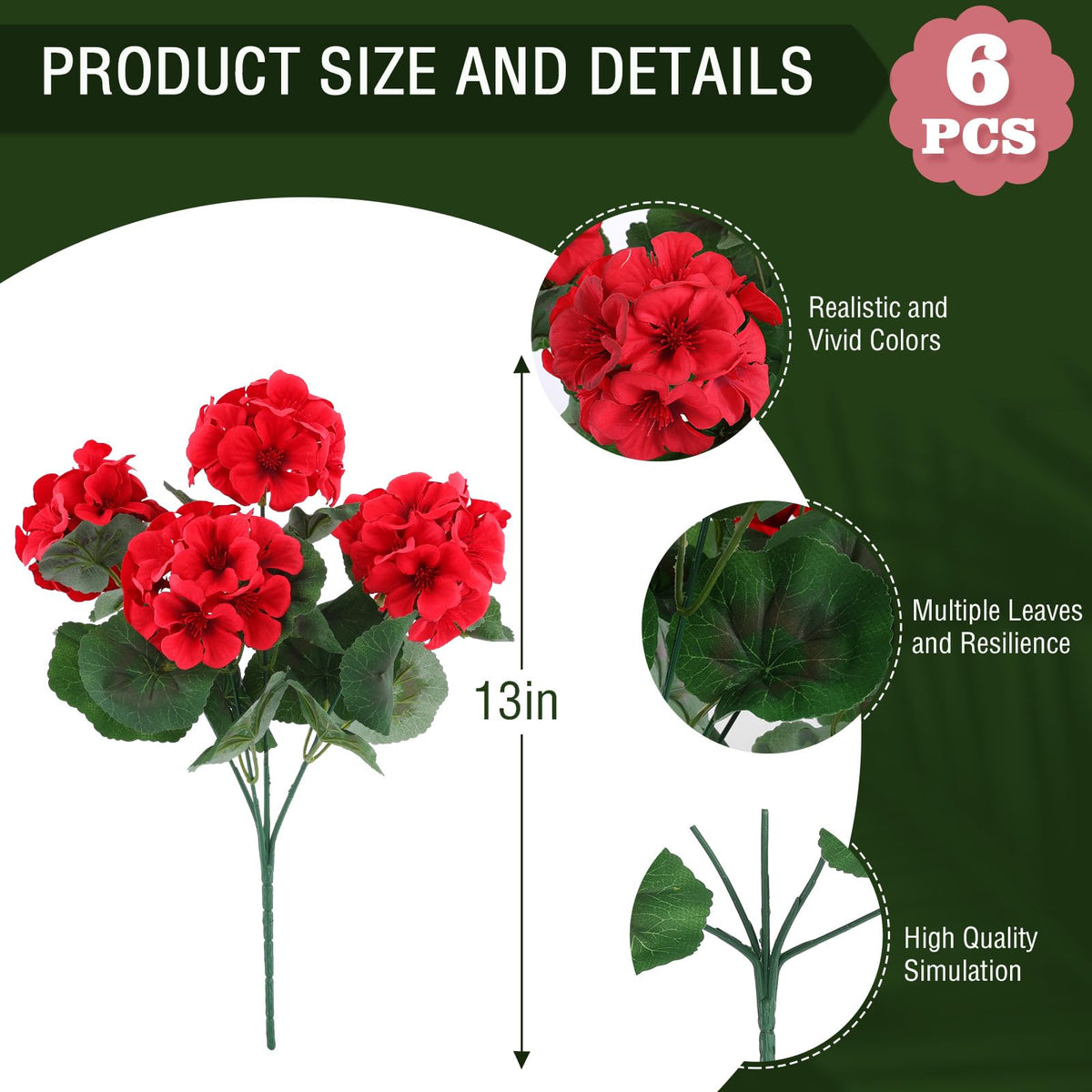 Close-up of Hananona red silk geranium petals for realism