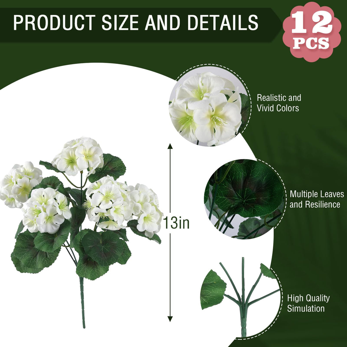 Hananona outdoor geraniums for weddings and events with realistic look.