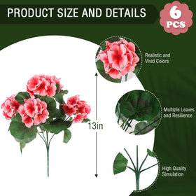 Hananona silk geraniums UV-resistant heads add realism to indoor and outdoor spaces.
