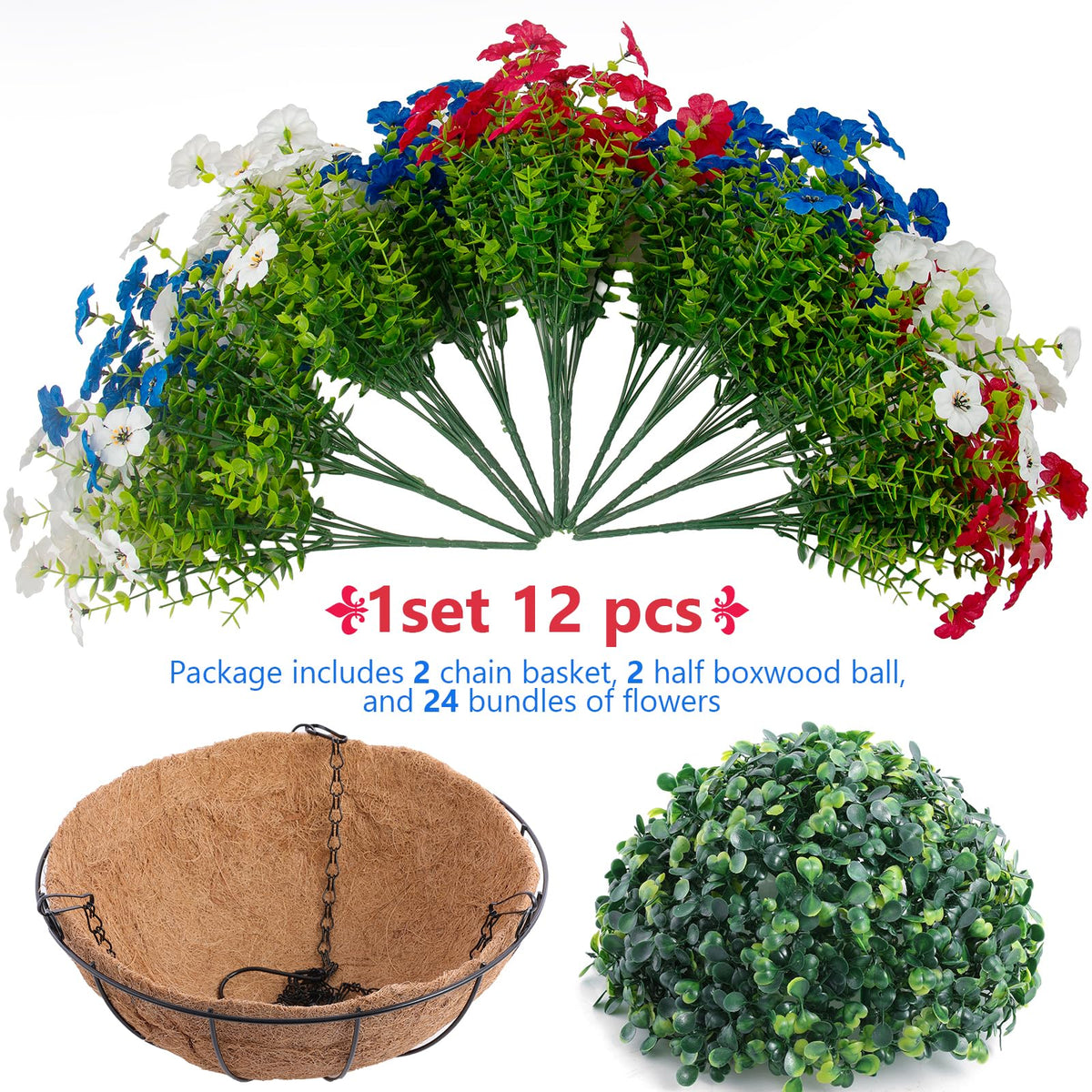 Hananona hemispherical plastic plant balls for stable display.