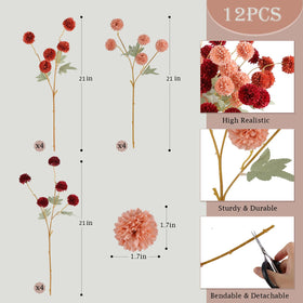 Hananona Kiku mums burnt orange add vibrant fall color to centerpieces.