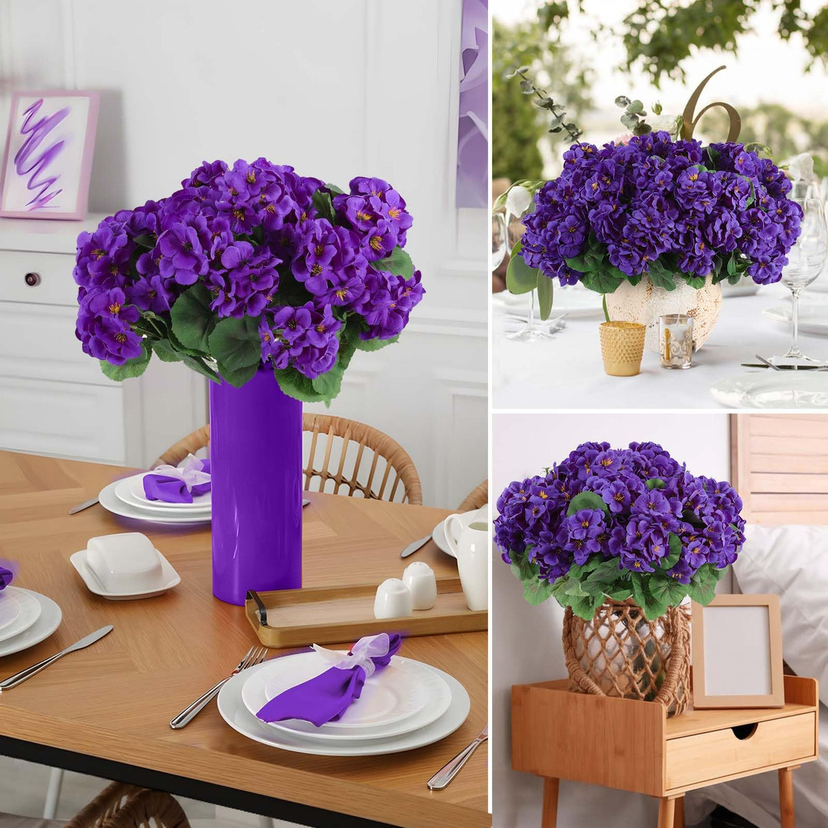 Hananona weatherproof geraniums add color to patios and porches.
