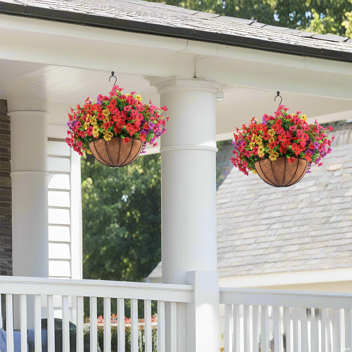 Hananona outdoor weather-resistant flowers withstand sun and rain for year-round porch color.