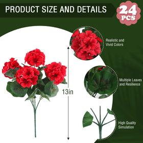 Hananona red geranium close-up, silk petals for realistic touch.