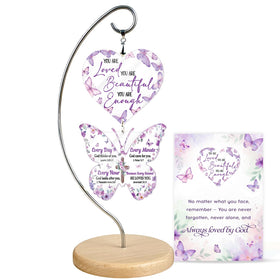 HANATOCA butterfly heart ornament on stainless steel hanger for daily inspiration.