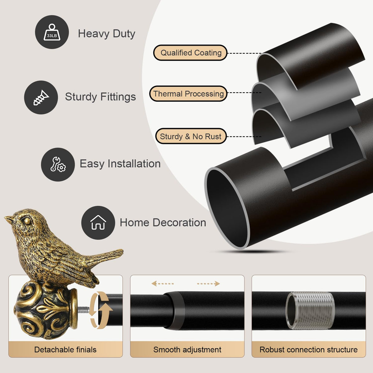 Hanchao hardware included for secure, easy installation.