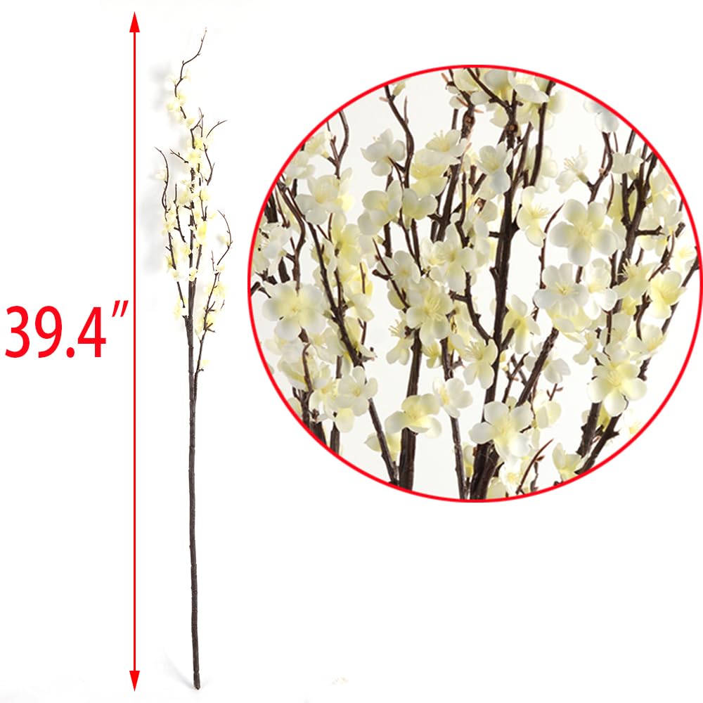 HANDIC home decor white cherry blossom stems adding subtle spring charm.