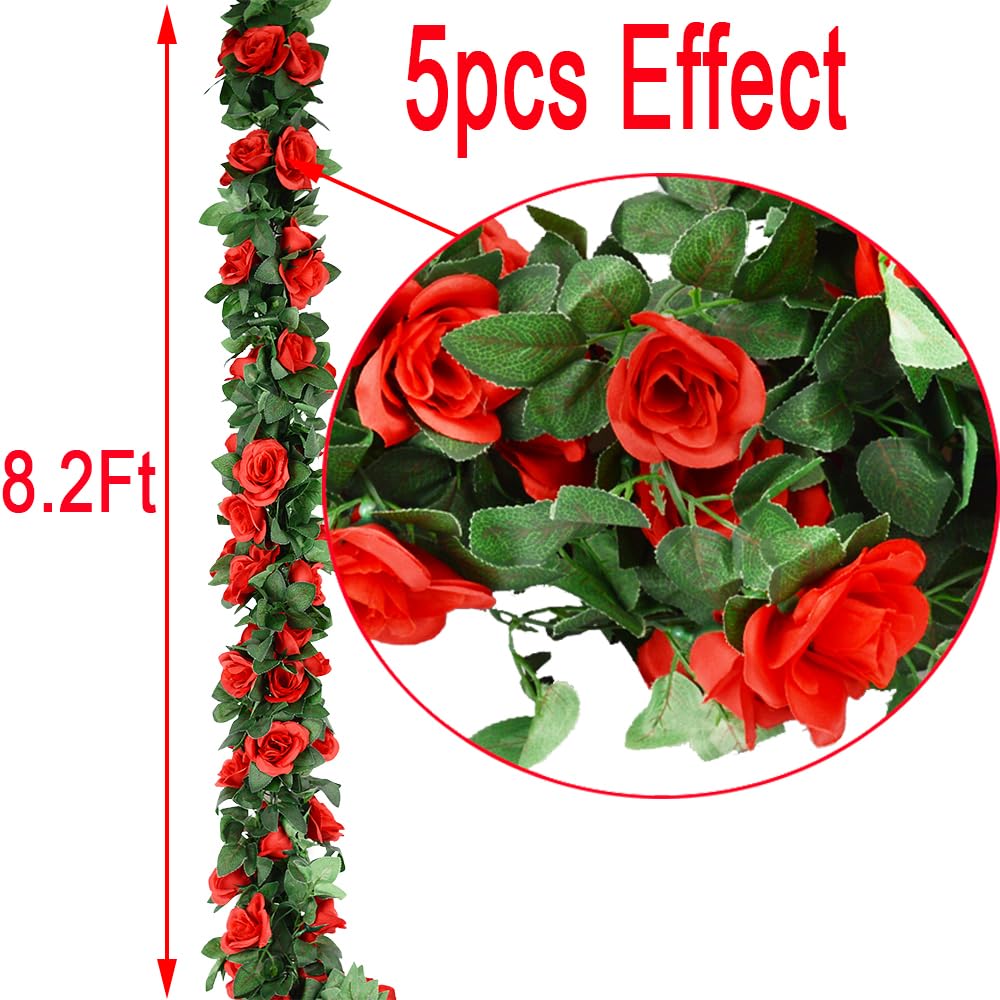 HANDIC Rose Garland 5pack-length-specs shows total 41 ft of garlands.