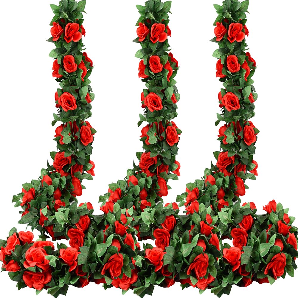 HANDIC Rose Garland 5pack wide-shot demonstrates cohesive wedding décor potential.