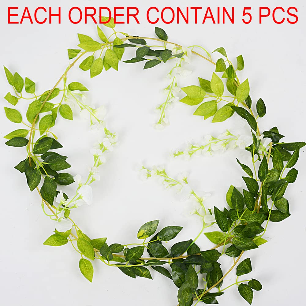 HANDIC Wisteria garland 5-pack 33ft versatile courtyard and patio decor.