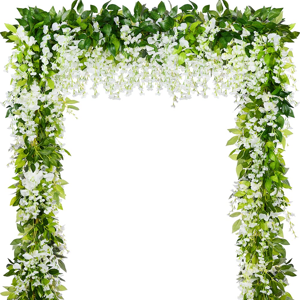 HANDIC Wisteria garland 5-pack 33ft close-up of silk petals showcasing a natural decor look.