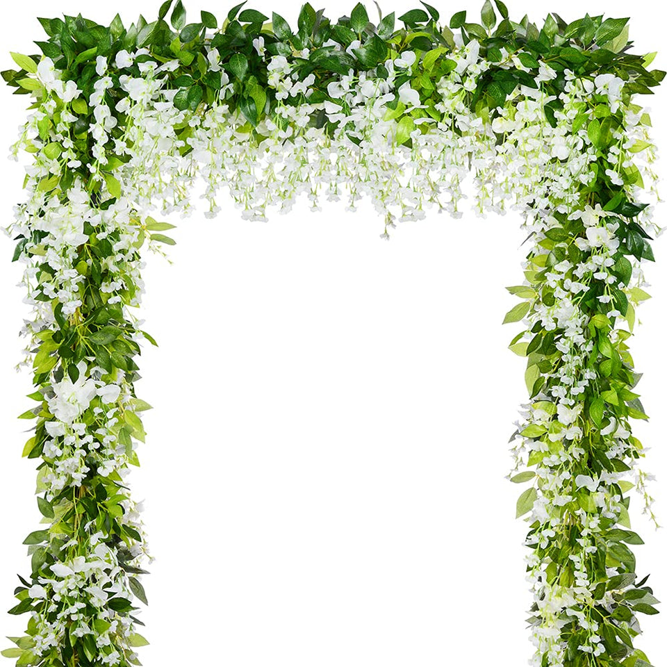 HANDIC Wisteria garland 5-pack 33ft close-up of silk petals showcasing a natural decor look.