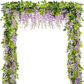 HANDIC Wisteria Garland displayed in a long 6.6 ft arrangement for elegant décor.