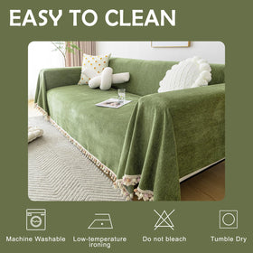 HANDONTIME machine-washable green sofa cover for fast cleaning.