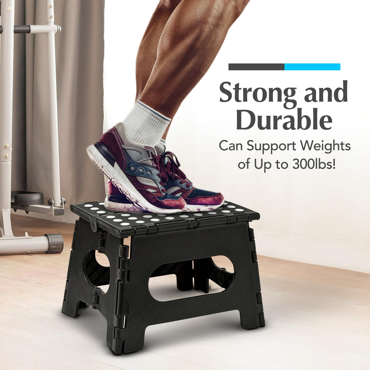Handy Laundry folding lightweight step stool gripped handle makes it easy to carry.