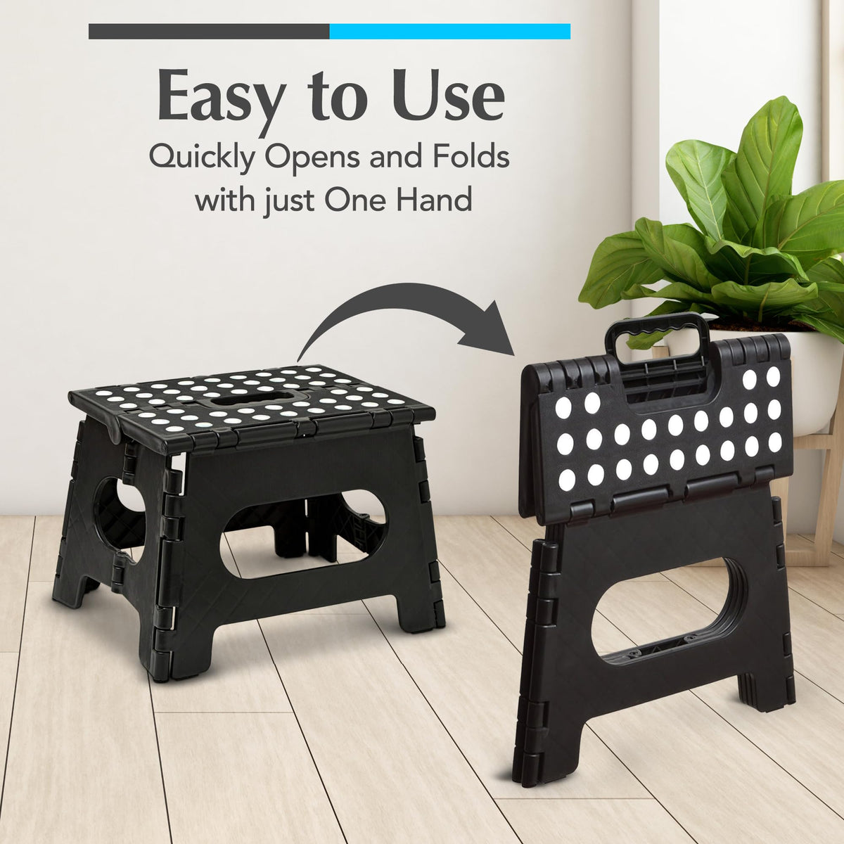 Handy Laundry folding lightweight step stool non-slip surface provides stable footing during tasks.