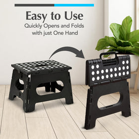 Handy Laundry folding lightweight step stool non-slip surface provides stable footing during tasks.
