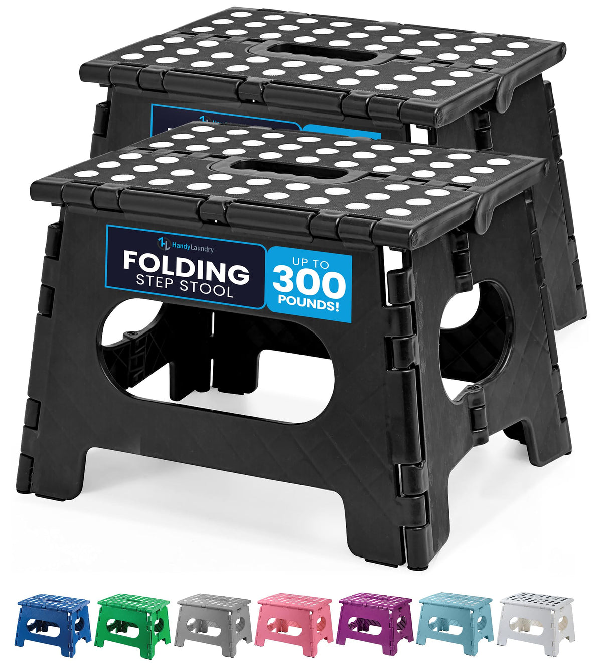 Handy Laundry folding lightweight step stool in open position, ideal for reaching kitchen cabinets.