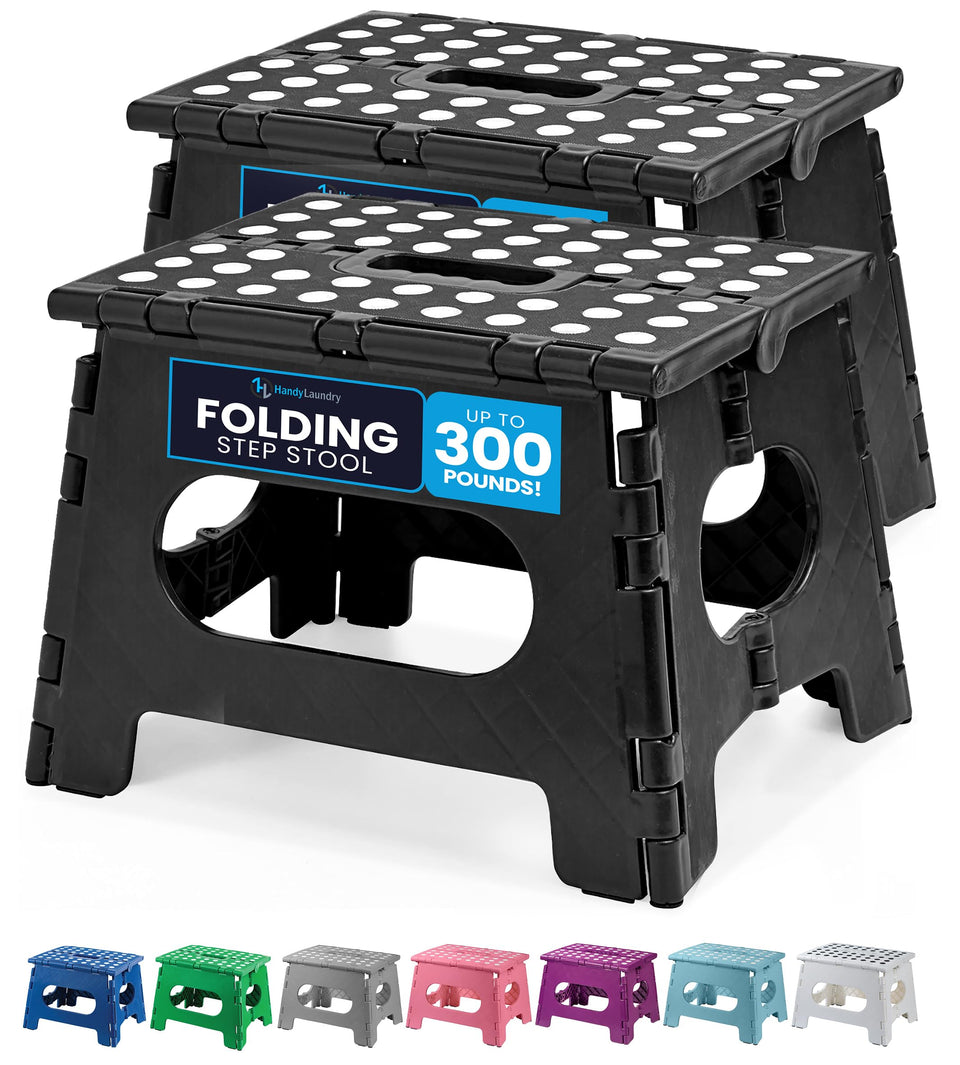 Handy Laundry folding lightweight step stool in open position, ideal for reaching kitchen cabinets.