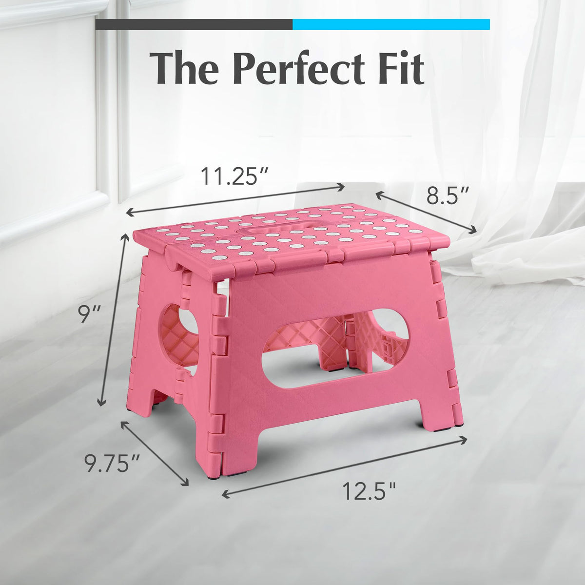Handy Laundry pink stool in kitchen ready to reach high shelves