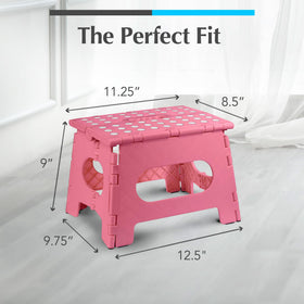 Handy Laundry pink stool in kitchen ready to reach high shelves