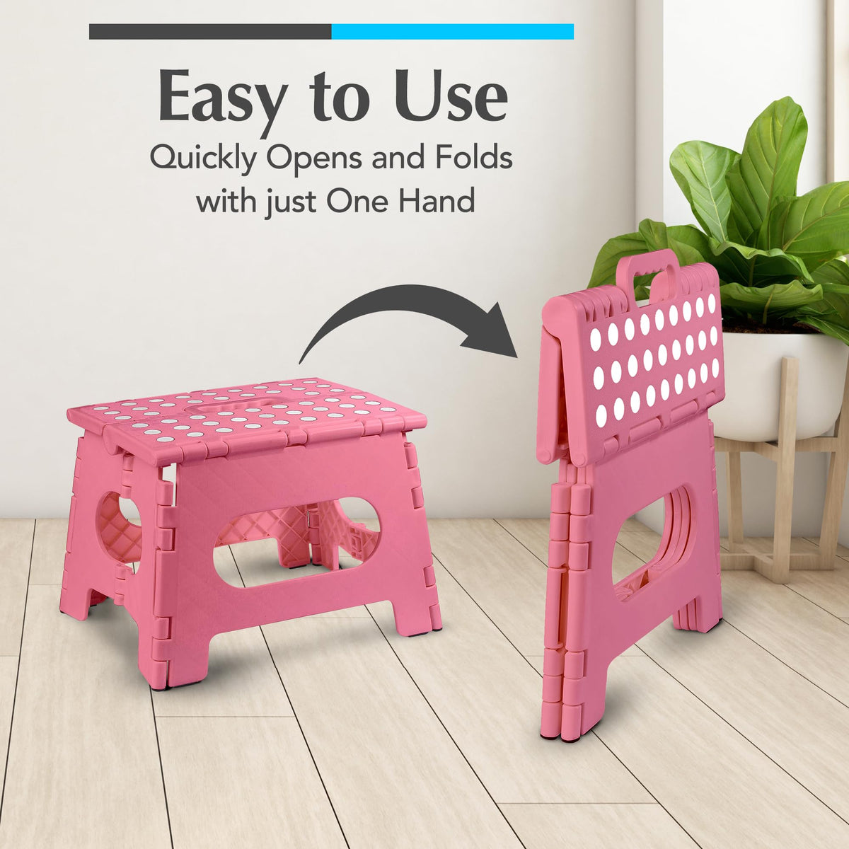 Handy Laundry pink stool with textured grip surface reduces slips