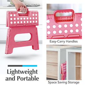 Handy Laundry pink stool stored under the bed to save space